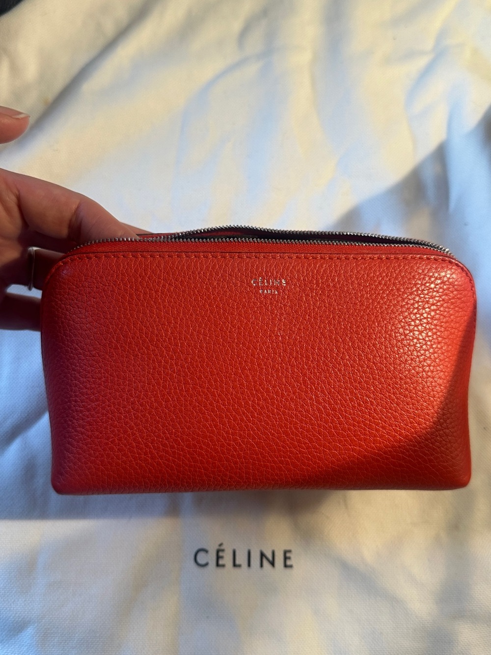 Celine Red Leather Cosmetic Pouch - Picture 3 of 15